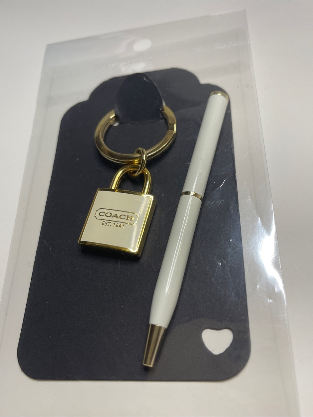 Coach Gold and White Enamel Padlock Key Ring and Coach Pen - Picture 7 of 7